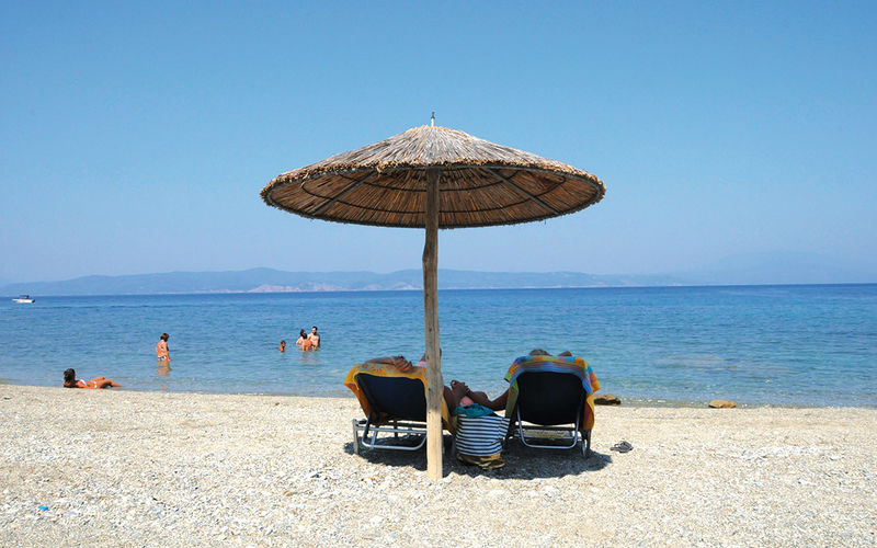 Kechria Strand ein Bild des Kechria Strandes auf Skiathos mit Blick auf das Meer